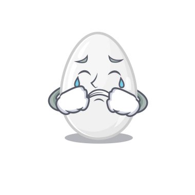 White egg cartoon character concept with a sad face