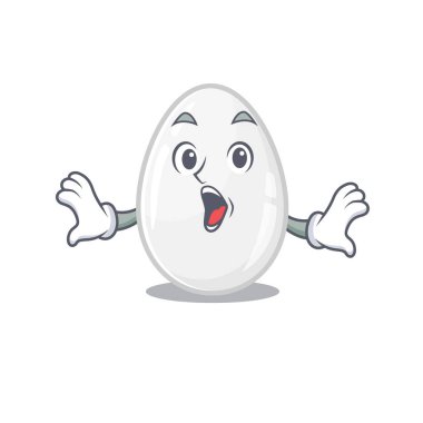 White egg mascot design concept with a surprised gesture
