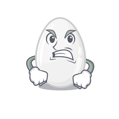 White egg cartoon character style having angry face