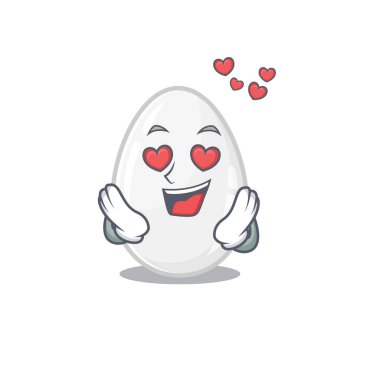 Romantic falling in love white egg cartoon character concept