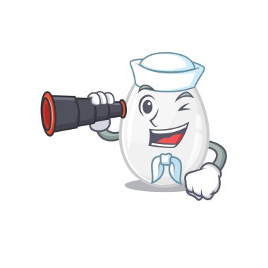 A picture of white egg working as a Sailor with binocular