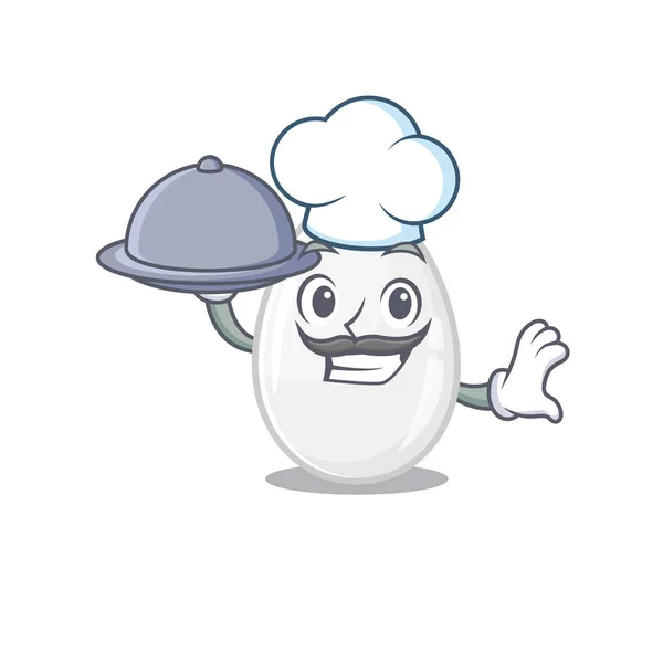 Uma foto de ovo branco como um Chef servindo comida na bandeja — Vetor de Stock