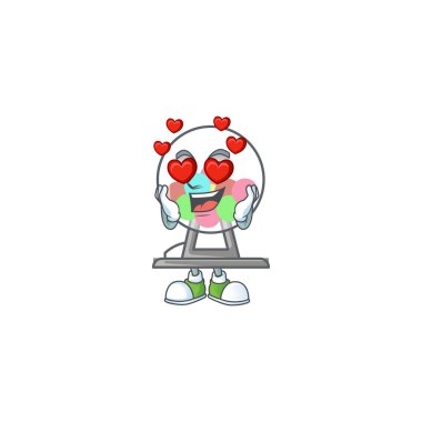 A romantic lottery machine ball cartoon mascot design style
