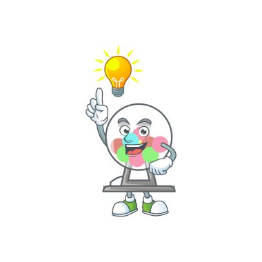 Smart lottery machine ball cartoon character has an idea