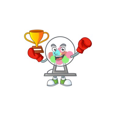 Super cool Boxing winner of lottery machine ball in mascot cartoon design