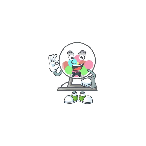 A lottery machine ball cartoon mascot working as a Waiter — 图库矢量图片