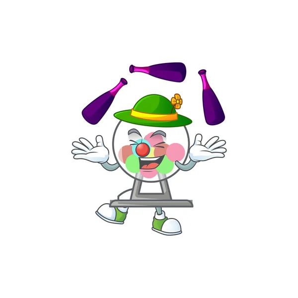 Smart lottery machine ball cartoon character style playing Juggling — Stock vektor