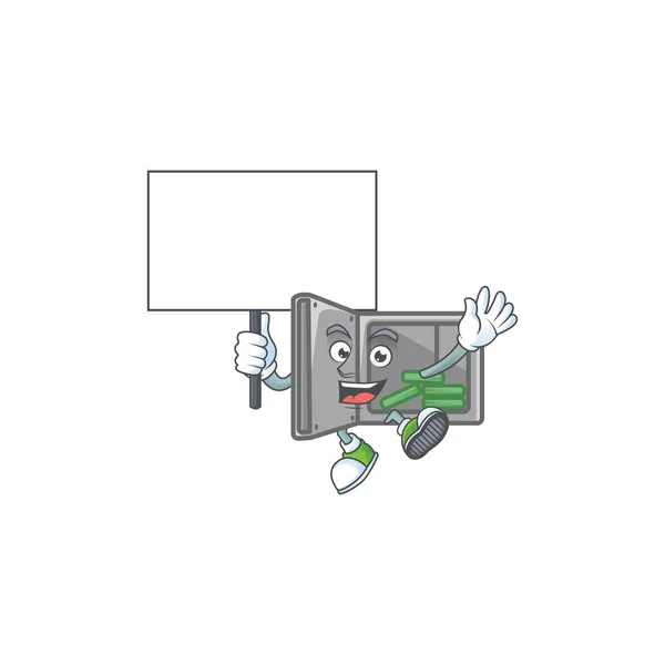 Una imagen de la caja de seguridad abierta personaje de dibujos animados con tablero — Vector de stock