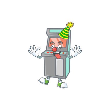 Cute and funny Clown arcade game machine cartoon character mascot style