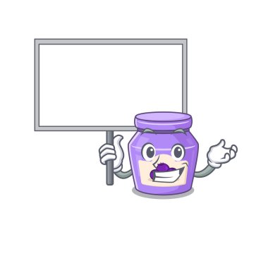 Yaban mersini reçeli maskot tasarımının şirin bir resmi.