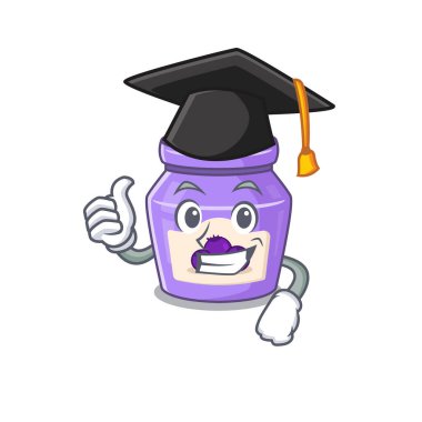 happy and proud of blueberry jam wearing a black Graduation hat