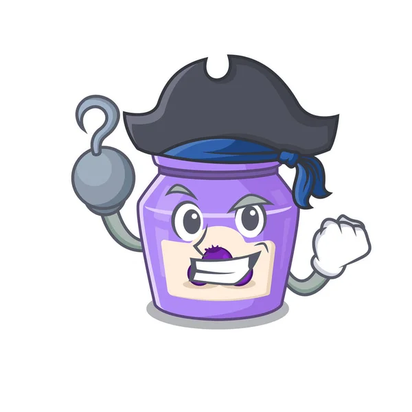 Cute blueberry jam mascot design with a hat — Stock vektor