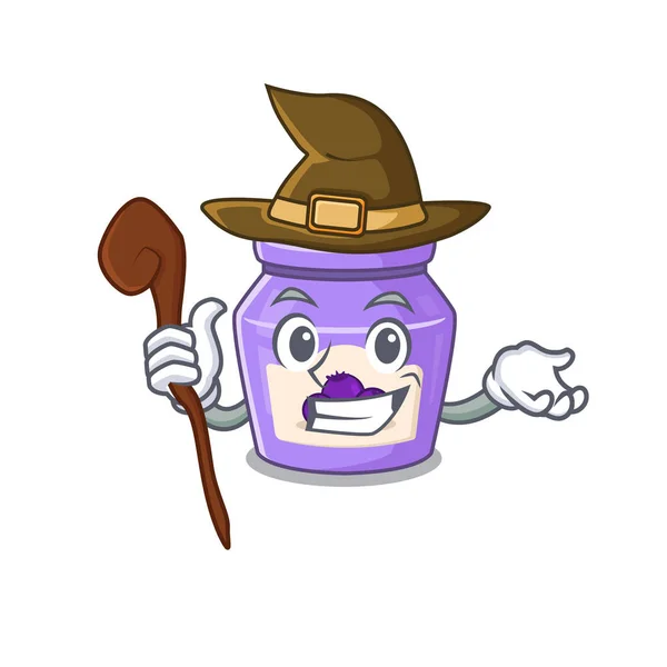 A mascot concept of blueberry jam performed as a witch — ストックベクタ