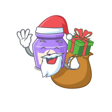 Noel Baba yaban mersini reçeli Çizgi film karakteri tasarımı hediye kutusuna sahip