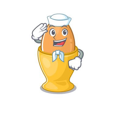 Yumurta kabı çizgi film konsepti. Şapka giyen denizci.