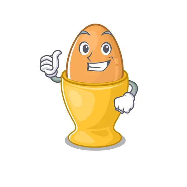 Divertido huevo taza hacer pulgares hasta gesto — Archivo Imágenes Vectoriales