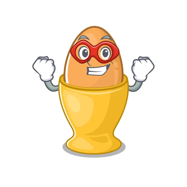 Sebuah konsep kartun cangkir telur dilakukan sebagai pahlawan super - Stok Vektor