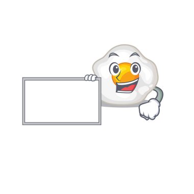 Kızarmış yumurta tasarımı konseptinin çizgi film karakteri bir tahta getir