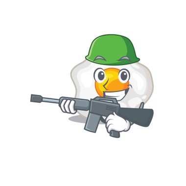 Makineli tüfekle sahanda yumurta ordusunun şirin bir resmi.