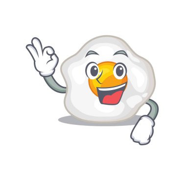A funny picture of fried egg making an Okay gesture