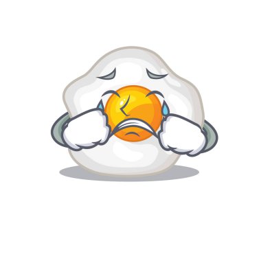 Üzgün yüzlü kızarmış yumurta çizgi film karakteri konsepti