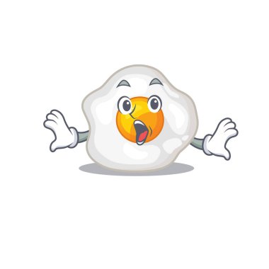 Şaşırtıcı bir jest ile kızarmış yumurta maskotu tasarımı konsepti