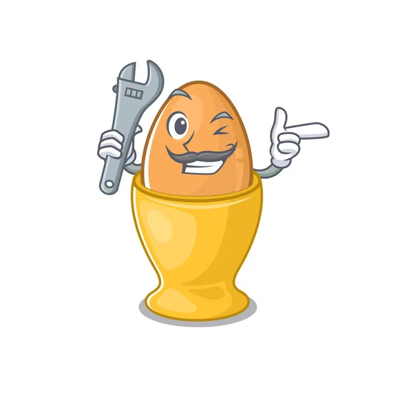 Diseño inteligente mecánico huevo taza de dibujos animados personaje — Archivo Imágenes Vectoriales