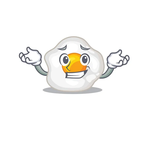Carino Grinning fritta uovo mascotte stile cartone animato — Vettoriale Stock