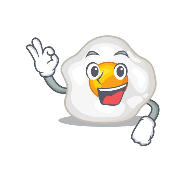 Sebuah gambar lucu telur goreng membuat gerakan Oke - Stok Vektor
