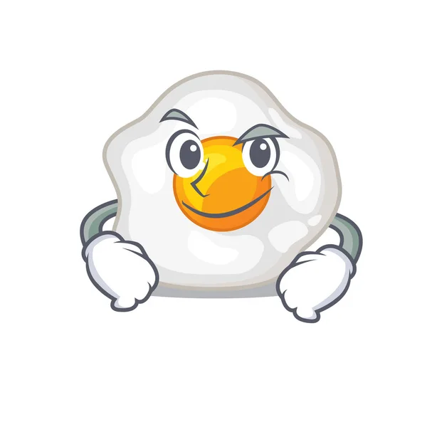 Cool fried egg mascot character with Smirking face — Stock Vector
