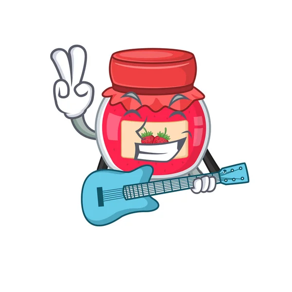 A picture of strawberry jam playing a guitar — 图库矢量图片
