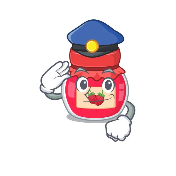 一个有男子气概的草莓果酱卡通概念工作作为一名警察 — 图库矢量图片