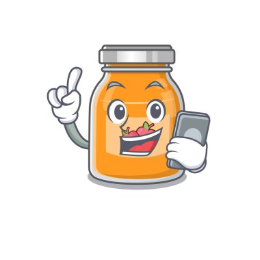 Apple Jam Çizgi Film tasarım stili telefonda konuşuyor. Vektör illüstrasyonu