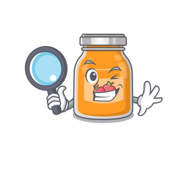 Zarif ve akıllı elma reçeli dedektif çizgi film tasarımı konsepti. Vektör illüstrasyonu