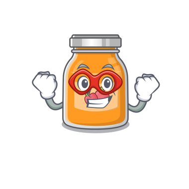 Süper kahraman olarak oynanan elma reçeli çizgi filmi konsepti. Vektör illüstrasyonu