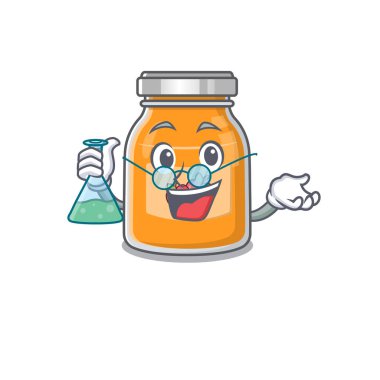 Cam tüplü havalı elma reçeli Profesör çizgi film karakteri. Vektör illüstrasyonu