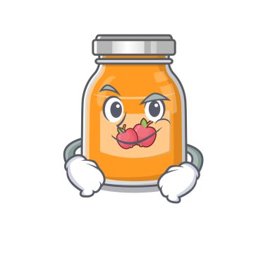 Gülen suratlı havalı elma reçeli maskotu karakteri. Vektör illüstrasyonu