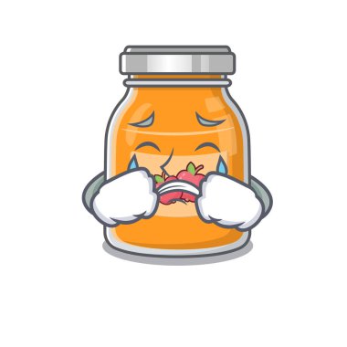 Üzgün yüzlü Apple Jam çizgi film karakteri konsepti. Vektör illüstrasyonu