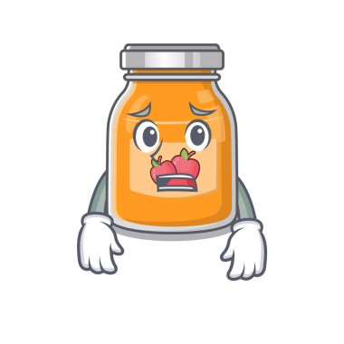 Korkmuş suratlı bir elma reçeli resmi. Vektör illüstrasyonu