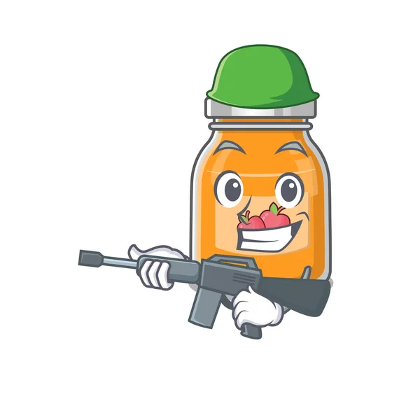 Una Linda Foto Mermelada Manzana Ejército Con Ametralladora Ilustración Vectorial — Vector de stock