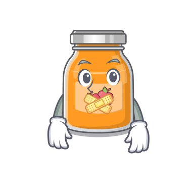 Çizgi film karakteri tasarımı elma reçeli sessiz bir jest yapıyor. Vektör illüstrasyonu