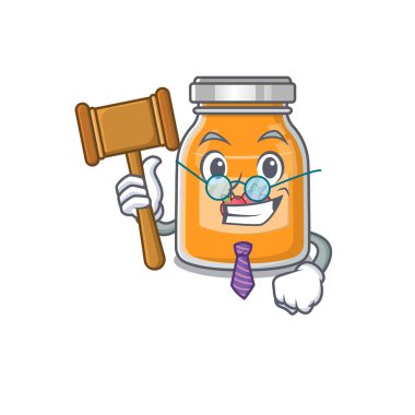 Maskot karakteri tarzında akıllı yargıç elma reçeli. Vektör illüstrasyonu