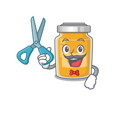 Sporty Barber kayısı tasarımı tarzında bir çizgi film karakteri. Vektör illüstrasyonu