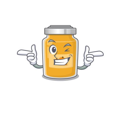 Göz kırpan gözlü şirin bir kayısı çizgi filmi tasarımı. Vektör illüstrasyonu