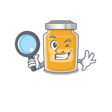 Zarif ve akıllı kayısı dedektifi çizgi film tasarımı konsepti. Vektör illüstrasyonu