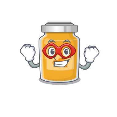 Süper kahraman olarak sahnelenen bir kayısı çizgi film konsepti. Vektör illüstrasyonu