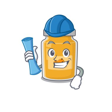 Kayısı mimarının mavi iz ve mavi miğfere sahip olmasının başarısı. Vektör illüstrasyonu