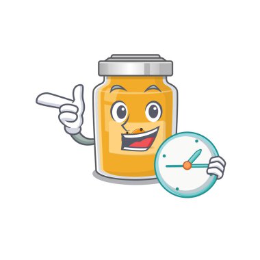 Çizgi film karakteri konsept kayısı saat sahibi. Vektör illüstrasyonu