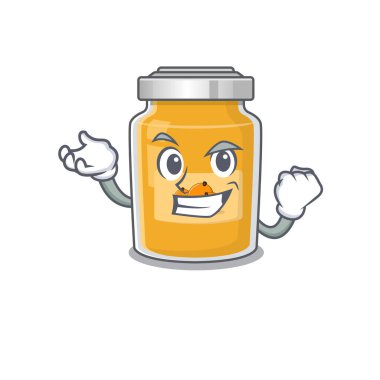 Kendine güvenen başarılı kayısı çizgi film karakteri tarzı. Vektör illüstrasyonu