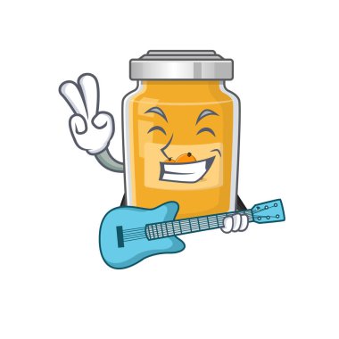 Gitarla çalan bir kayısı resmi. Vektör illüstrasyonu